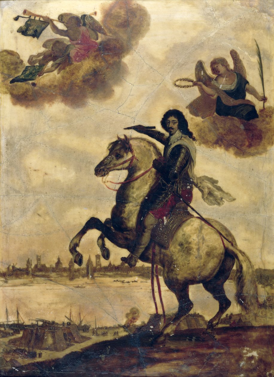 لويس الثالث عشر (1601-43) في حصار لاروشيل بواسطة المدرسة الفرنسية