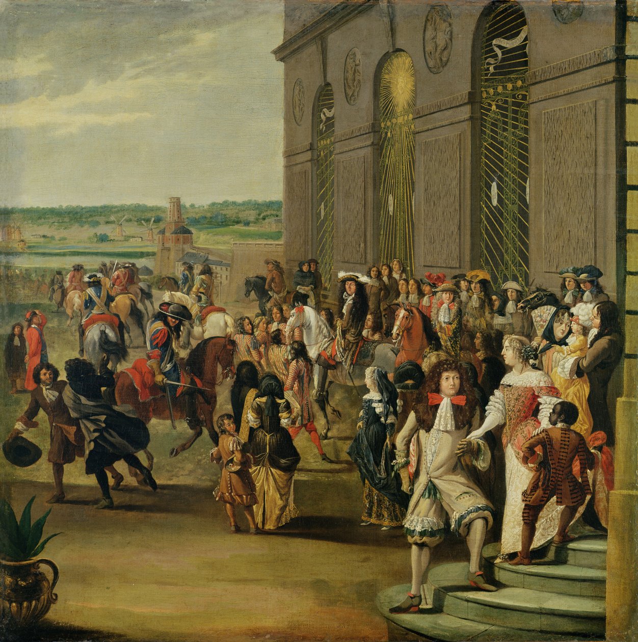 لويس الرابع عشر (1638-1715) أمام مغارة ثيتيس في فرساي ، 1675 بواسطة المدرسة الفرنسية