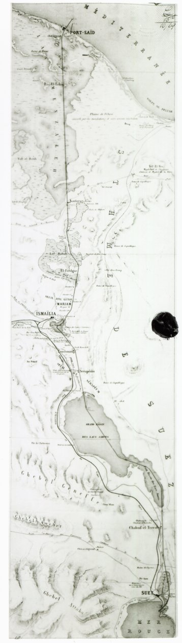 خريطة قناة السويس ، c.1869 بواسطة المدرسة الفرنسية