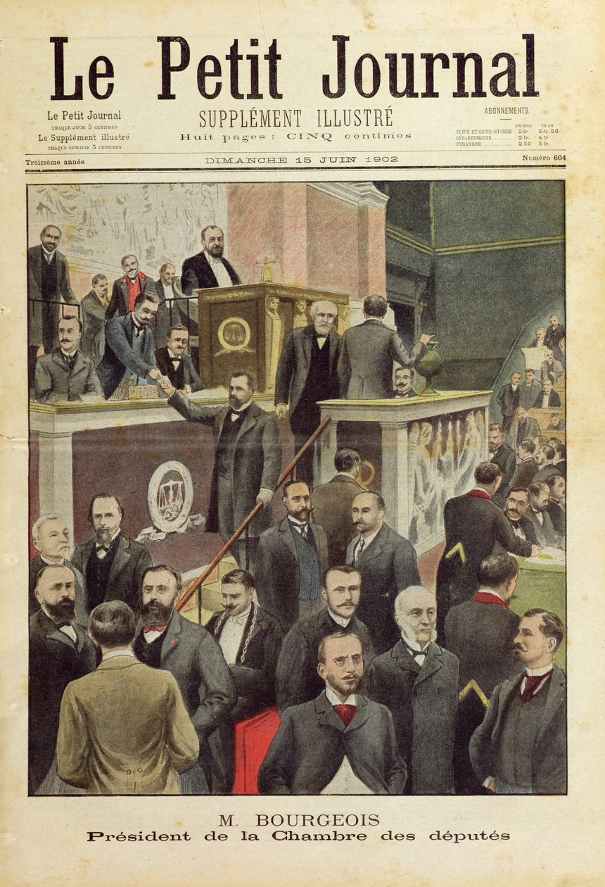 السيد Bourgeois ، رئيس مجلس النواب ، الغلاف الأمامي لـ "Le Petit Journal" ، 15 يونيو 1902 بواسطة المدرسة الفرنسية
