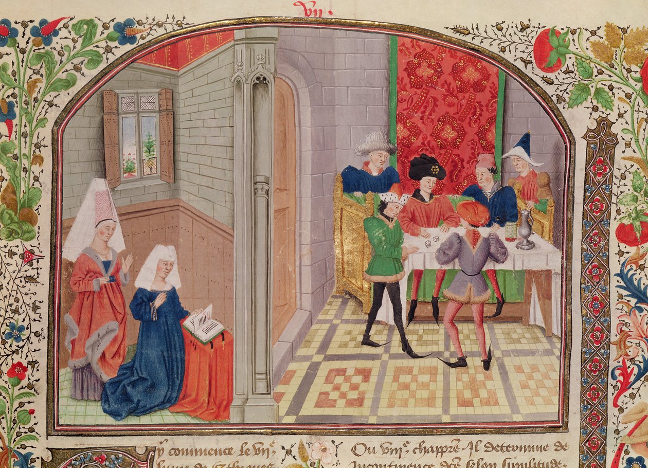 السيدة 927 Fol.107 الاعتدال والعفو ، من "الأخلاق والسياسة والاقتصاد" بقلم أرسطو (384-322 قبل الميلاد) بواسطة المدرسة الفرنسية