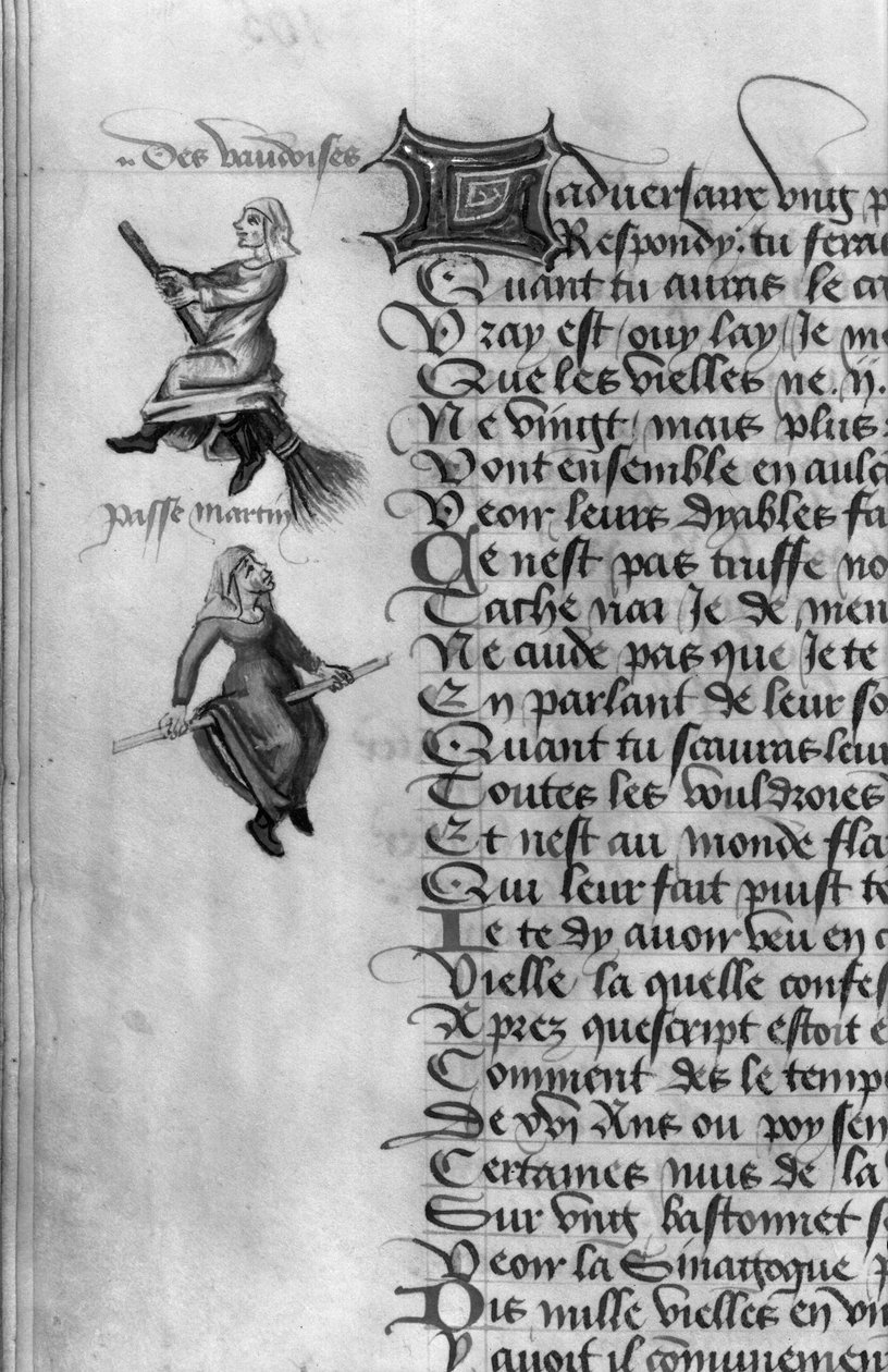 السيدة Fr 12476 fol.105v ساحرتان من &39;Le Champion des Dames&39; بواسطة Martin le Franc (1410-61) 1451 بواسطة المدرسة الفرنسية