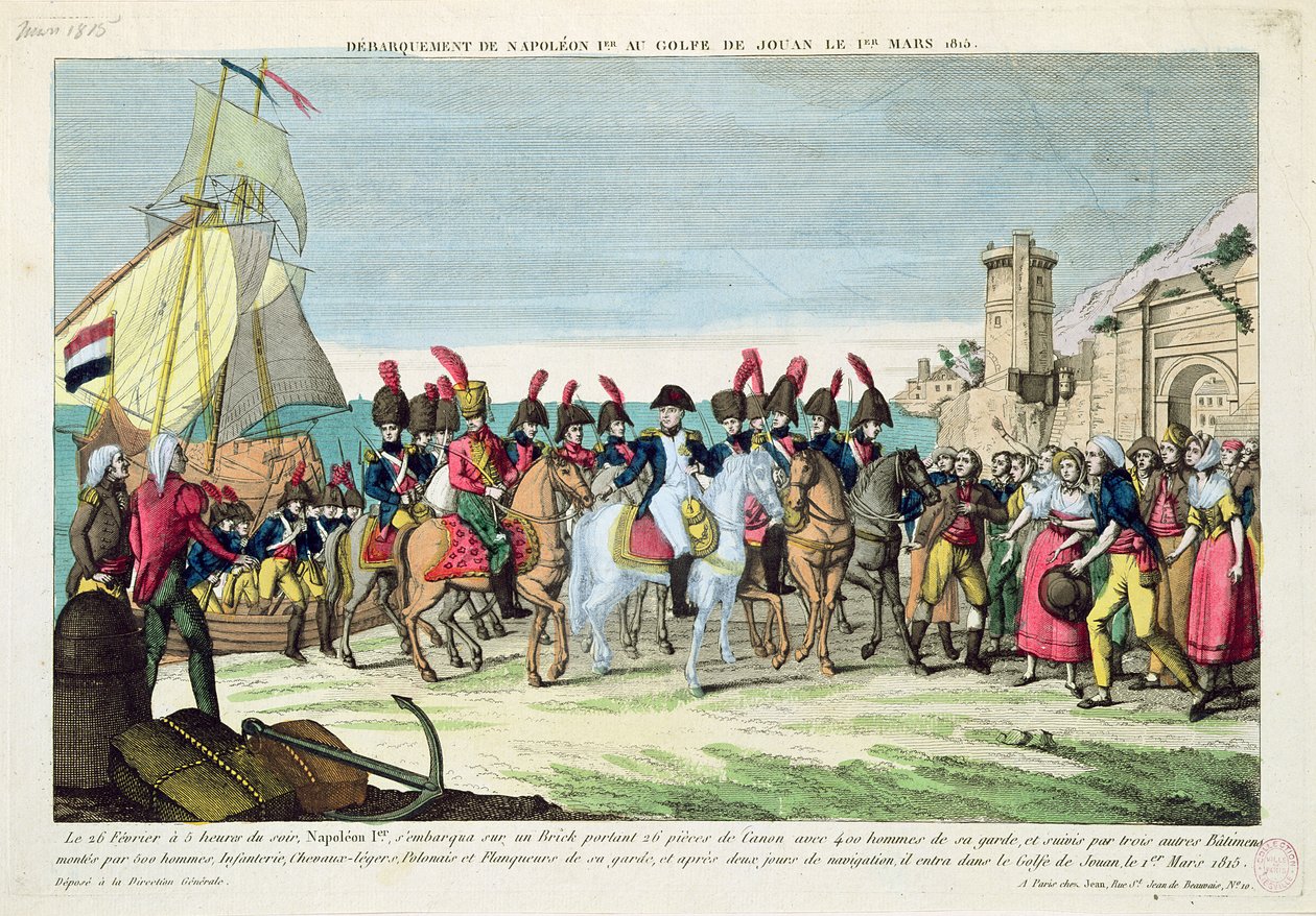 نابليون (1769-1821) المغادرة إلى جولف خوان ، 1 مارس 1815 بواسطة المدرسة الفرنسية