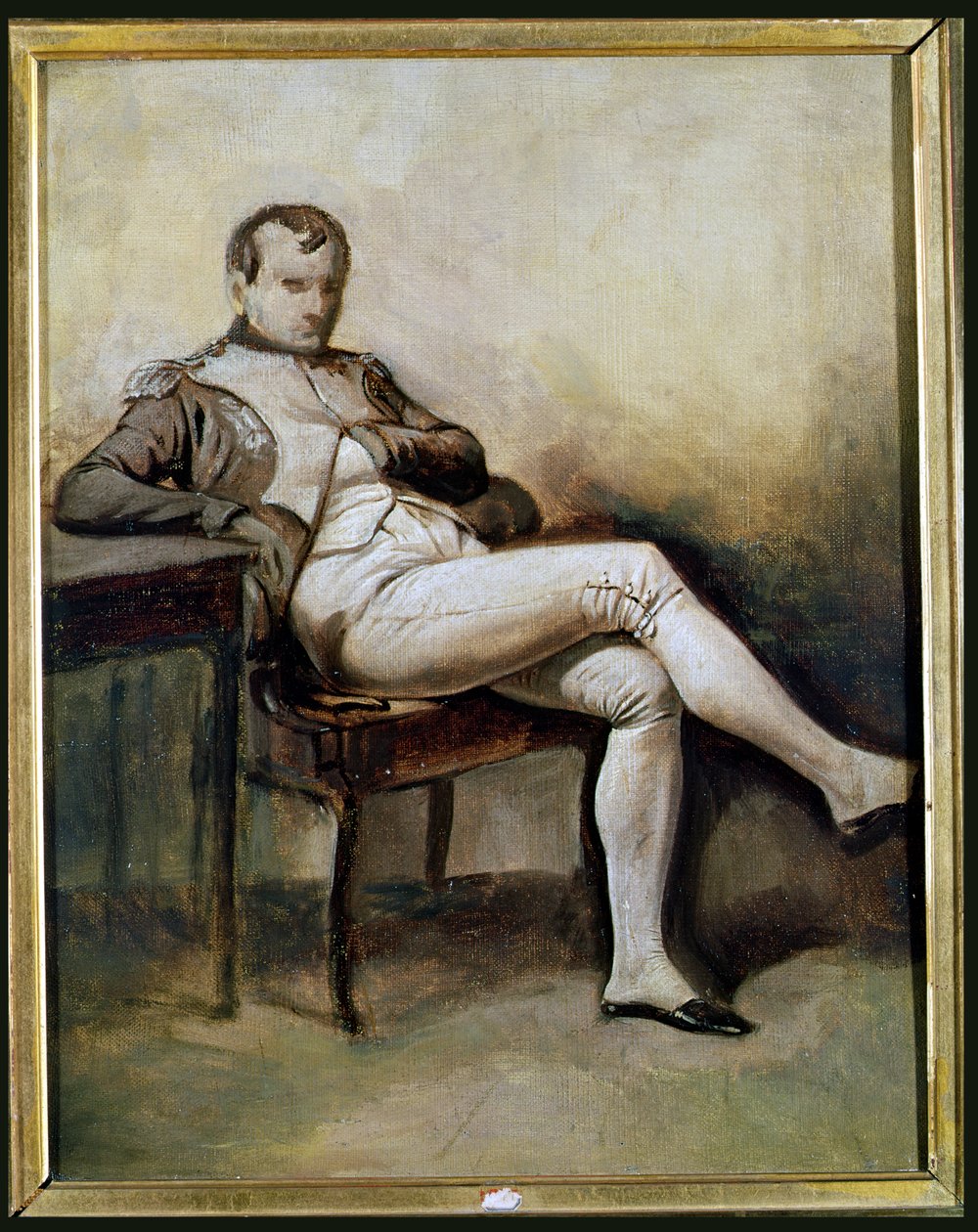 نابليون الأول (1769-1821) يجلس على كرسي بذراعين (grisaille) بواسطة المدرسة الفرنسية