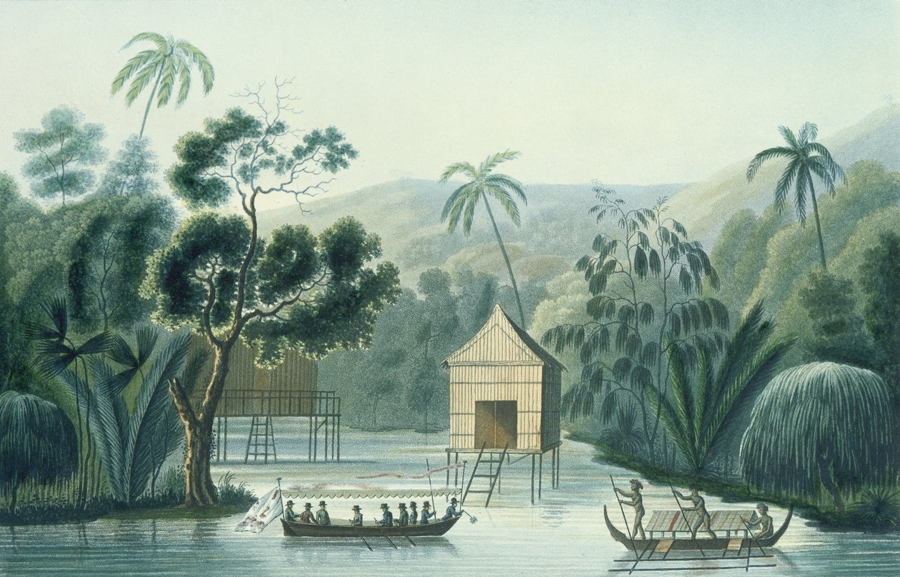 معبد في جزيرة وايغيو ، من فوياج أوتور دو موند على كورفيت لا كوكيل (1822-25) بقلم لويس إيسيدور دوبري (1786-1865) بواسطة المدرسة الفرنسية