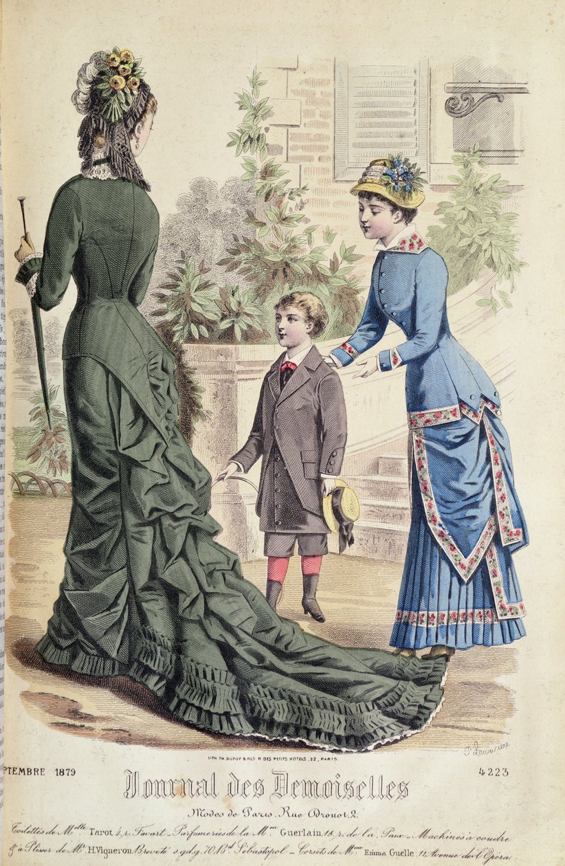 أزياء باريس ، من &39;Journal des Demoiselles&39; ، نشر Dupuy Paris ، 1879 بواسطة المدرسة الفرنسية
