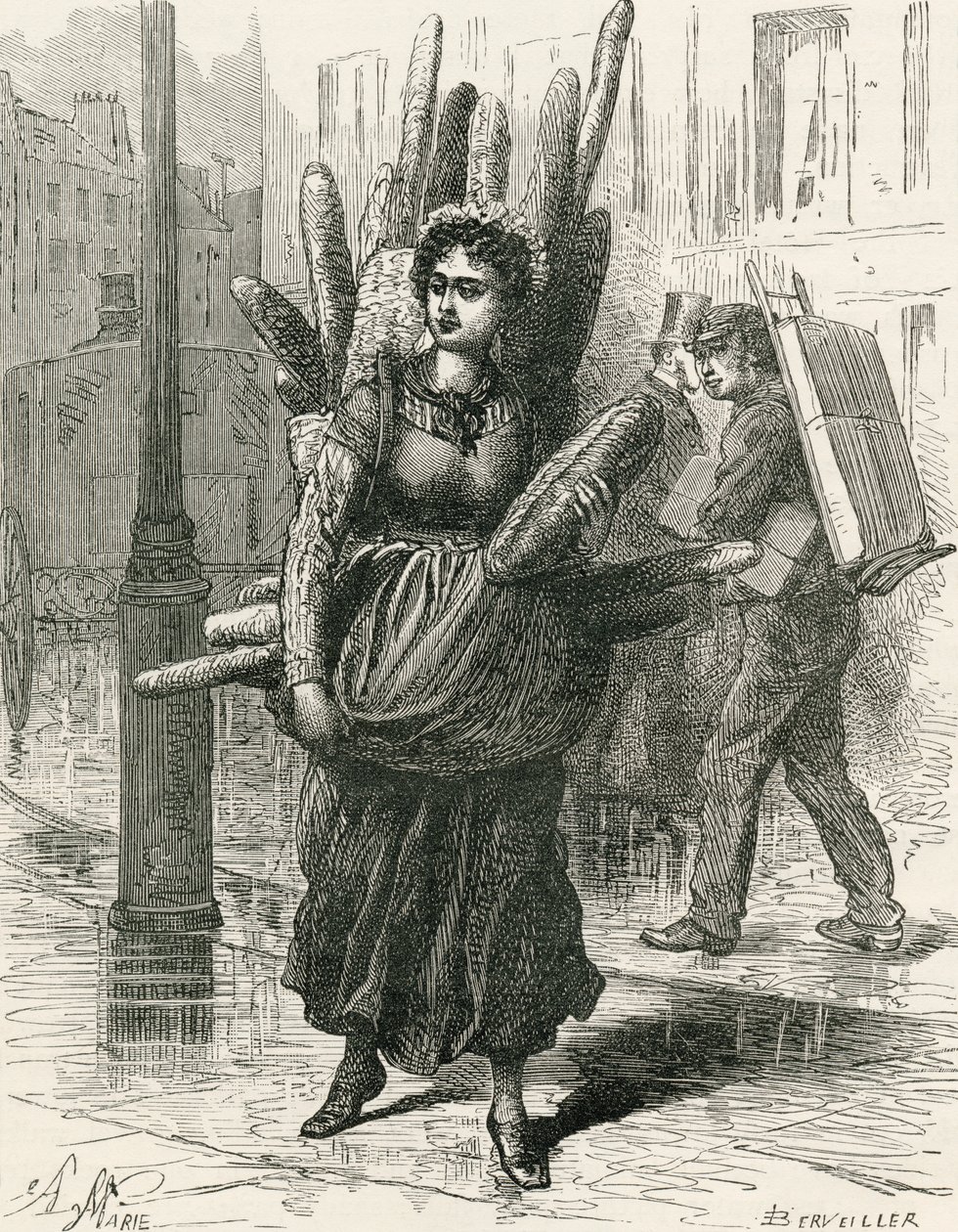 حامل الخبز في باريس ، من "الصور الفرنسية" للقس صموئيل ج. غرين ، نُشر عام 1878 بواسطة المدرسة الفرنسية