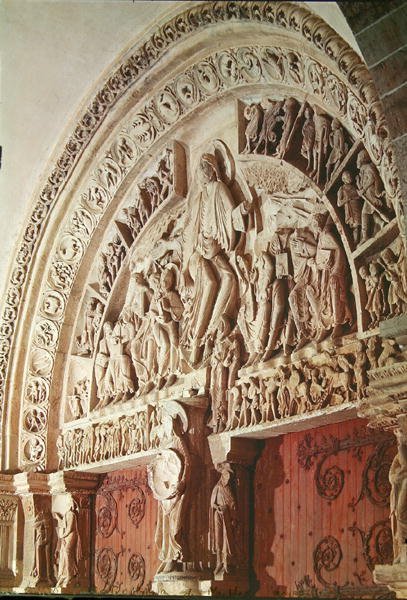 عيد العنصرة ، من طبلة البوابة المركزية ، c.1120 بواسطة المدرسة الفرنسية