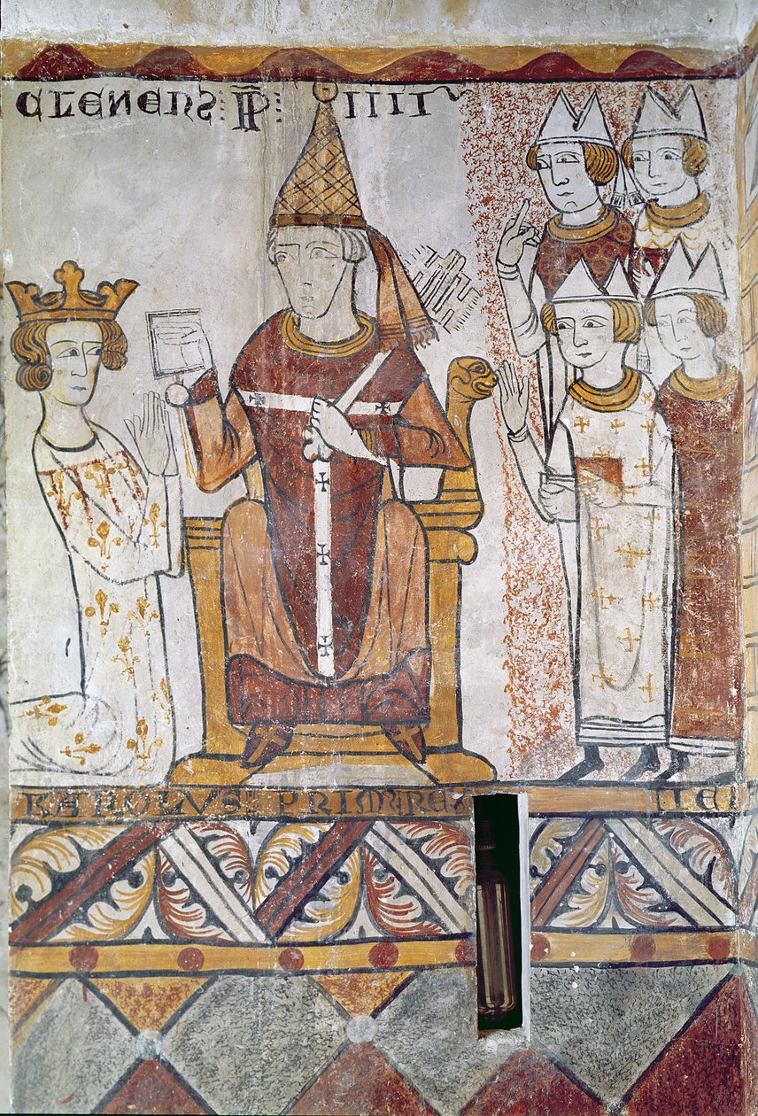 البابا كليمنت الرابع (c.1195-1268) استثمار شارل أنجو (1226-85) مع مملكة صقلية ، 28 يونيو 1265 بواسطة المدرسة الفرنسية