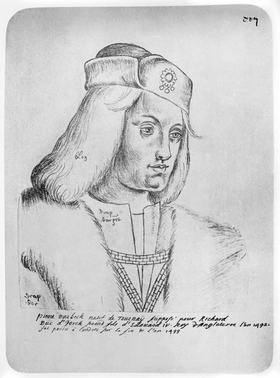 صورة لبيركين واربيك (c.1474-99) الدجال الفلمنكي والتظاهر على العرش الإنجليزي (التفاؤل على الورق) بواسطة المدرسة الفرنسية