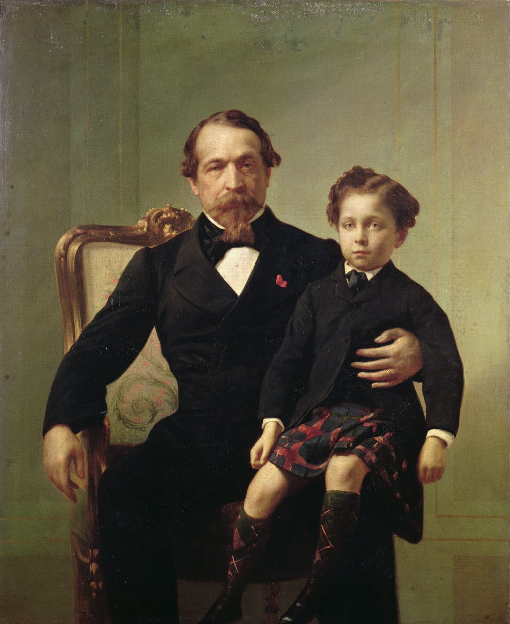 صورة للإمبراطور لويس نابليون بونابرت (1808-1873) وابنه الأمير نابليون يوجين لويس جان جوزيف بونابرت (1856-1879) بواسطة المدرسة الفرنسية