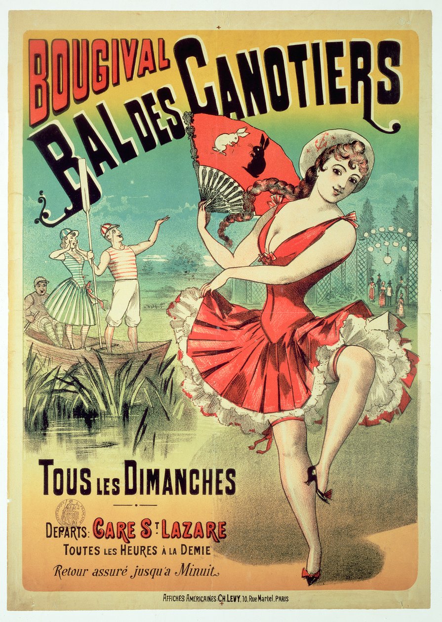 ملصق "Bal des Canotiers ، Bougival" (لون ليثو) بواسطة المدرسة الفرنسية