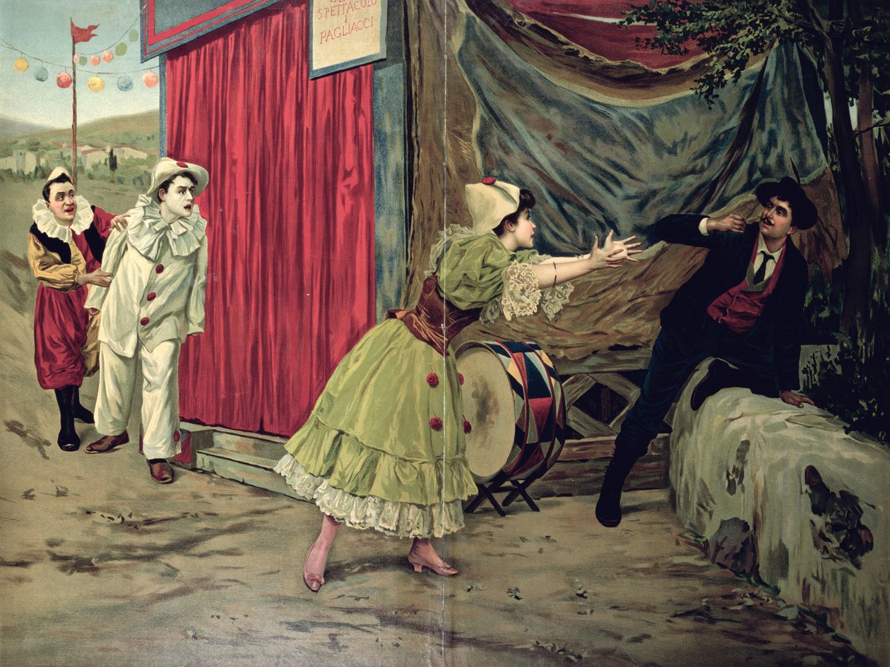 مشهد من أوبرا "Pagliacci" لروجيرو ليونكافالو (1857-1919) بواسطة المدرسة الفرنسية