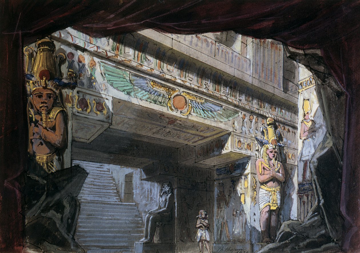 تعيين تصميم لـ "The Magic Flute" من قبل Mozart (1756-91) بواسطة المدرسة الفرنسية