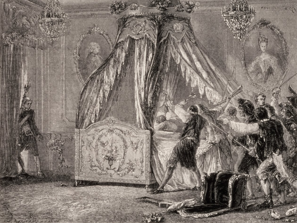 اقتحام غرفة نوم الملكة ، أكتوبر 1789 ، الثورة الفرنسية بواسطة المدرسة الفرنسية