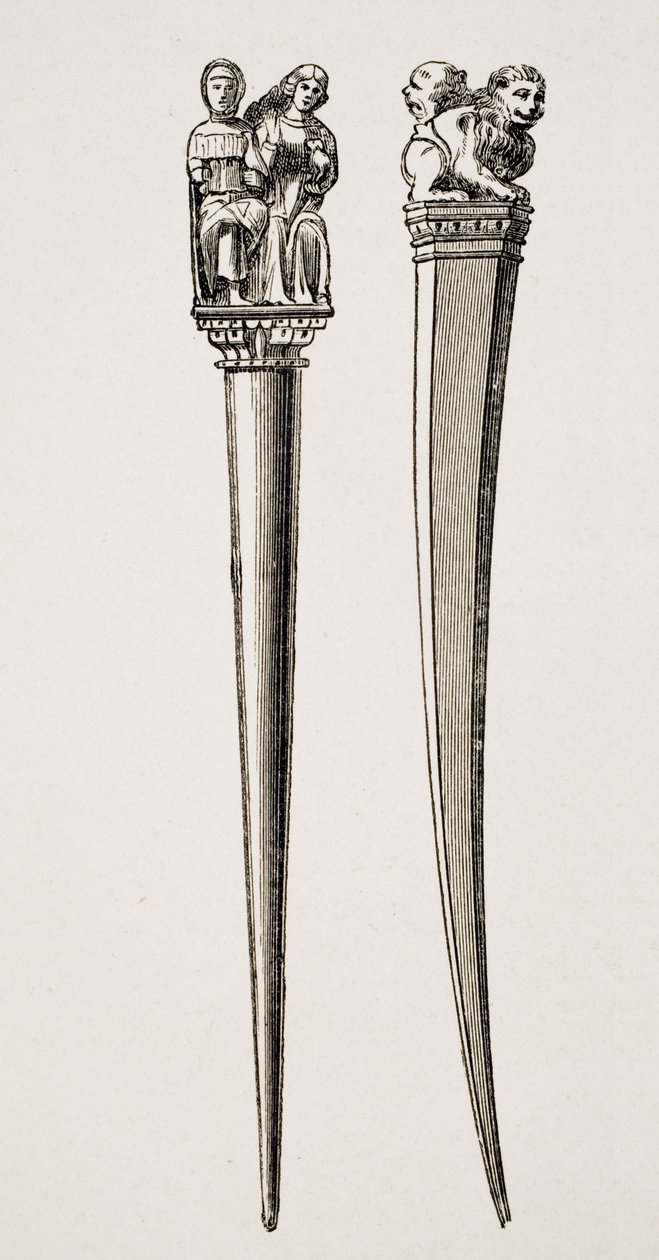 تم استخدام Styli للكتابة في القرن الرابع عشر ، من "Le Moyen Age et La Renaissance" بواسطة Paul Lacroix (1806-84) المنشور عام 1847 بواسطة المدرسة الفرنسية