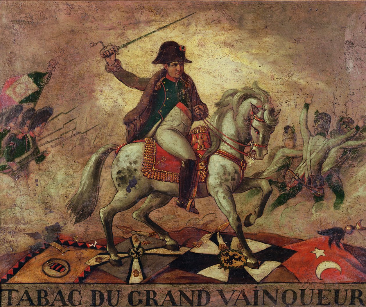 `` Tabac du Grand Vainqueur &39;&39; ، علامة صانع التبغ التي تصور نابليون الأول (1769-1821) بواسطة المدرسة الفرنسية