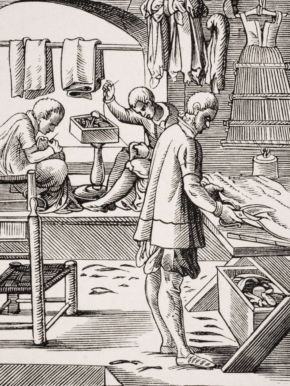 خياط ، استنساخ قطع خشبية لجوست عمان (1539-91) من "Le Moyen Age et La Renaissance" بقلم بول لاكروا (1806-1884) المنشور عام 1847 بواسطة المدرسة الفرنسية