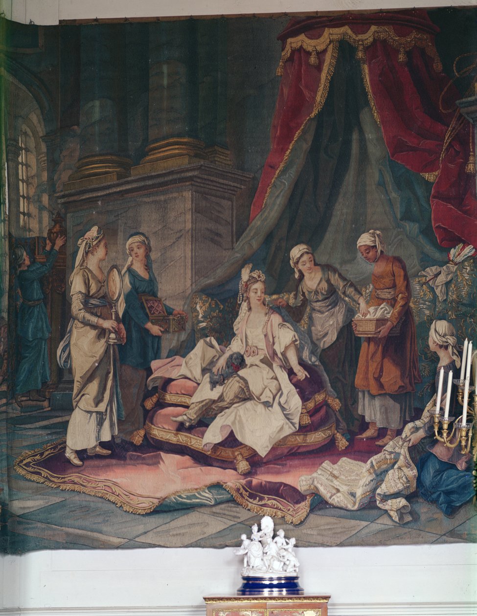 نسيج من سلسلة الأزياء التركية بعد الرسوم الكاريكاتورية التي كتبها A.Van Loo ، 1722-76 (نسيج) بواسطة المدرسة الفرنسية