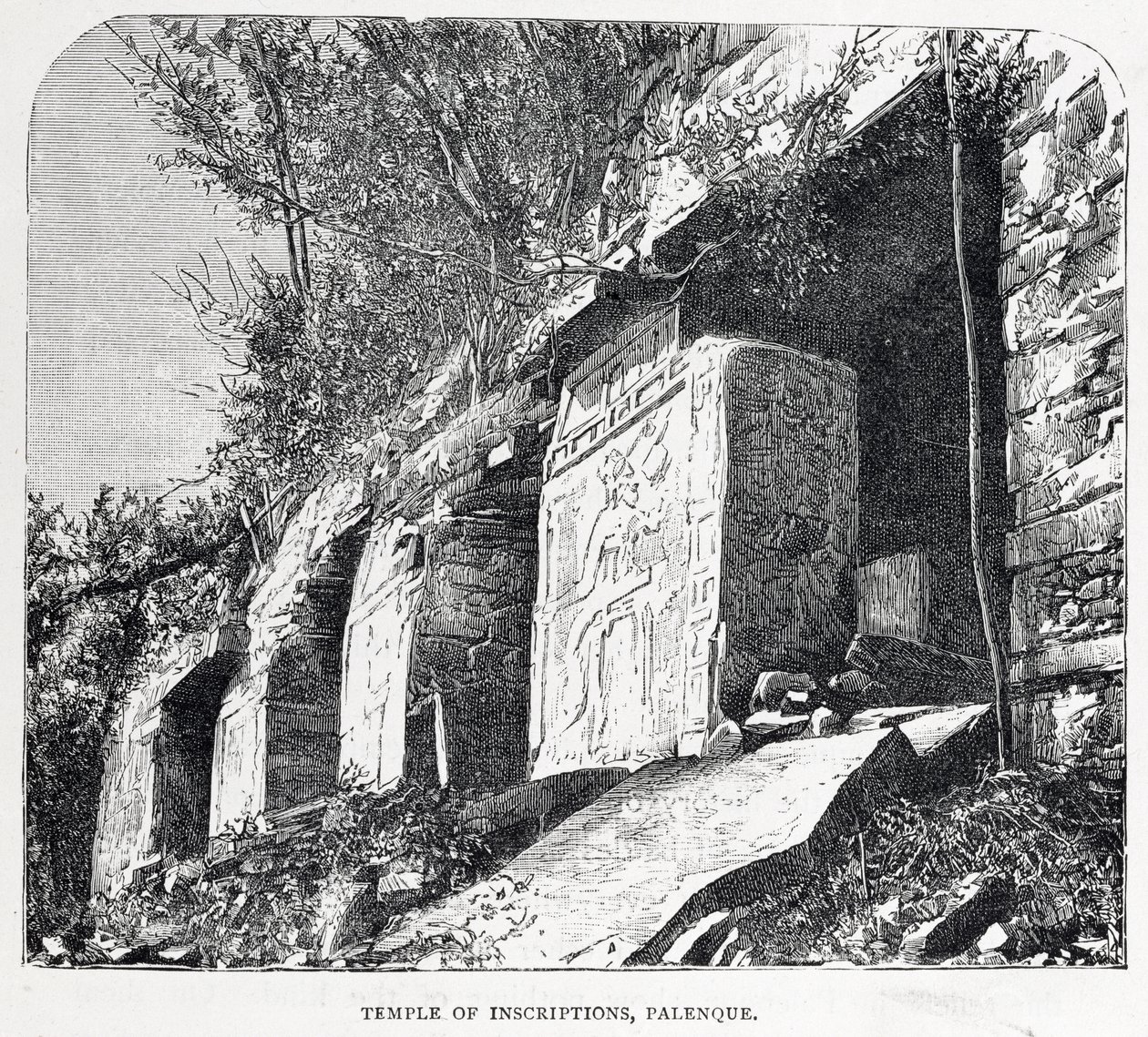 معبد النقوش ، بالينكي ، من "المدن القديمة للعالم الجديد" ، بقلم كلود جوزيف ديزاير شارناي ، حانة. 1887 بواسطة المدرسة الفرنسية