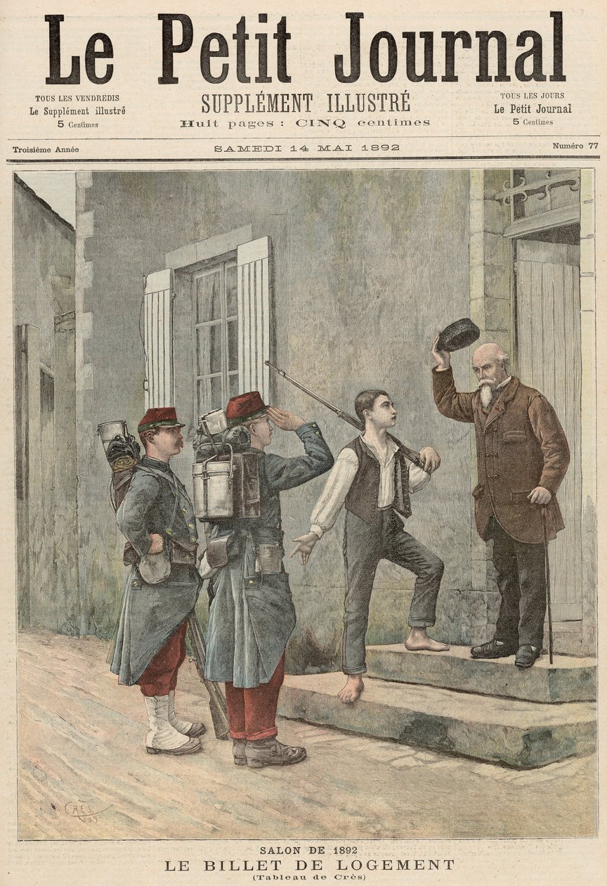 The Billet ، بعد لوحة رسمها Cres ، من "Le Petit Journal" ، 14 مايو 1892 بواسطة المدرسة الفرنسية