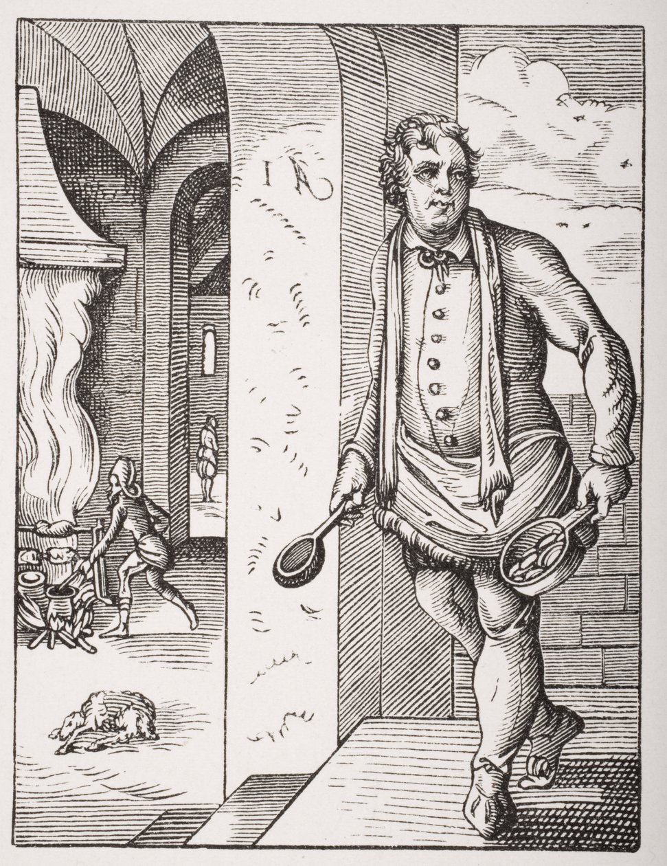 The Cook ، بعد نقش من القرن السادس عشر من قبل Jost Amman (1539-91) من "Le Moyen Age et La Renaissance" بواسطة Paul Lacroix (1806-84) نشر عام 1847 بواسطة المدرسة الفرنسية