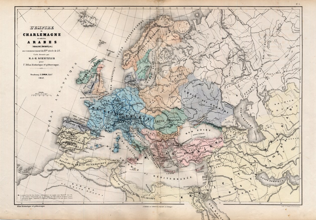 إمبراطورية شارلمان ، من Atlas Historique et Pittoresque ، بقلم M JH Schnitzler ، 1857 بواسطة المدرسة الفرنسية