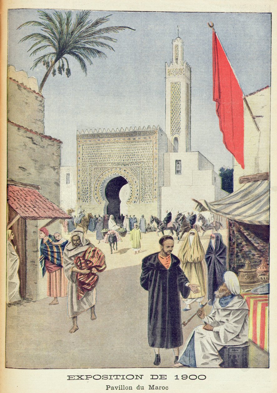 الجناح المغربي في المعرض العالمي لعام 1900 ، باريس ، صورة من "لو بيتيت جورنال" ، 23 سبتمبر 1900 بواسطة المدرسة الفرنسية