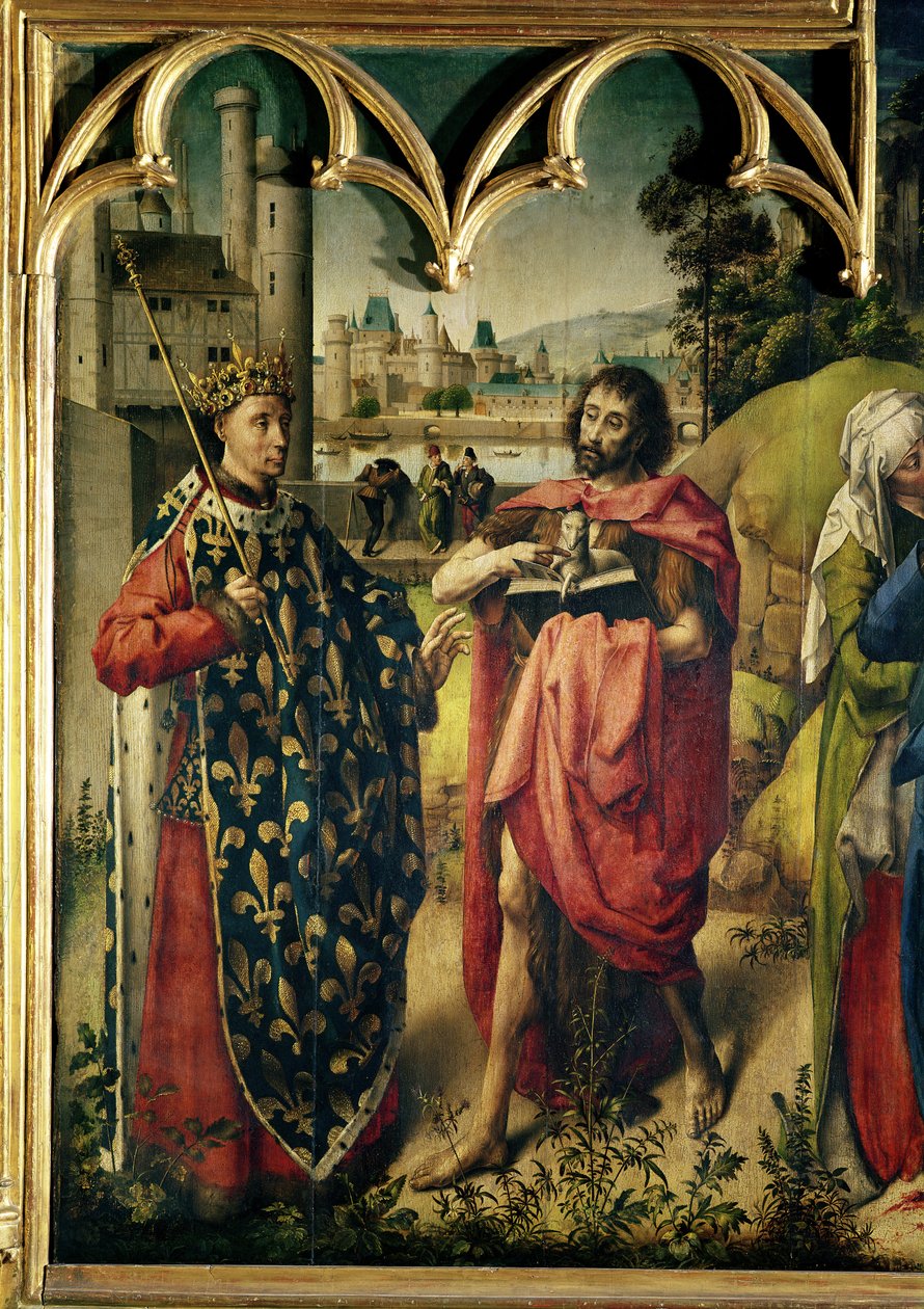 Parlement of Paris Altarpiece ، تفاصيل سانت لويس وسانت يوحنا المعمدان بواسطة المدرسة الفرنسية