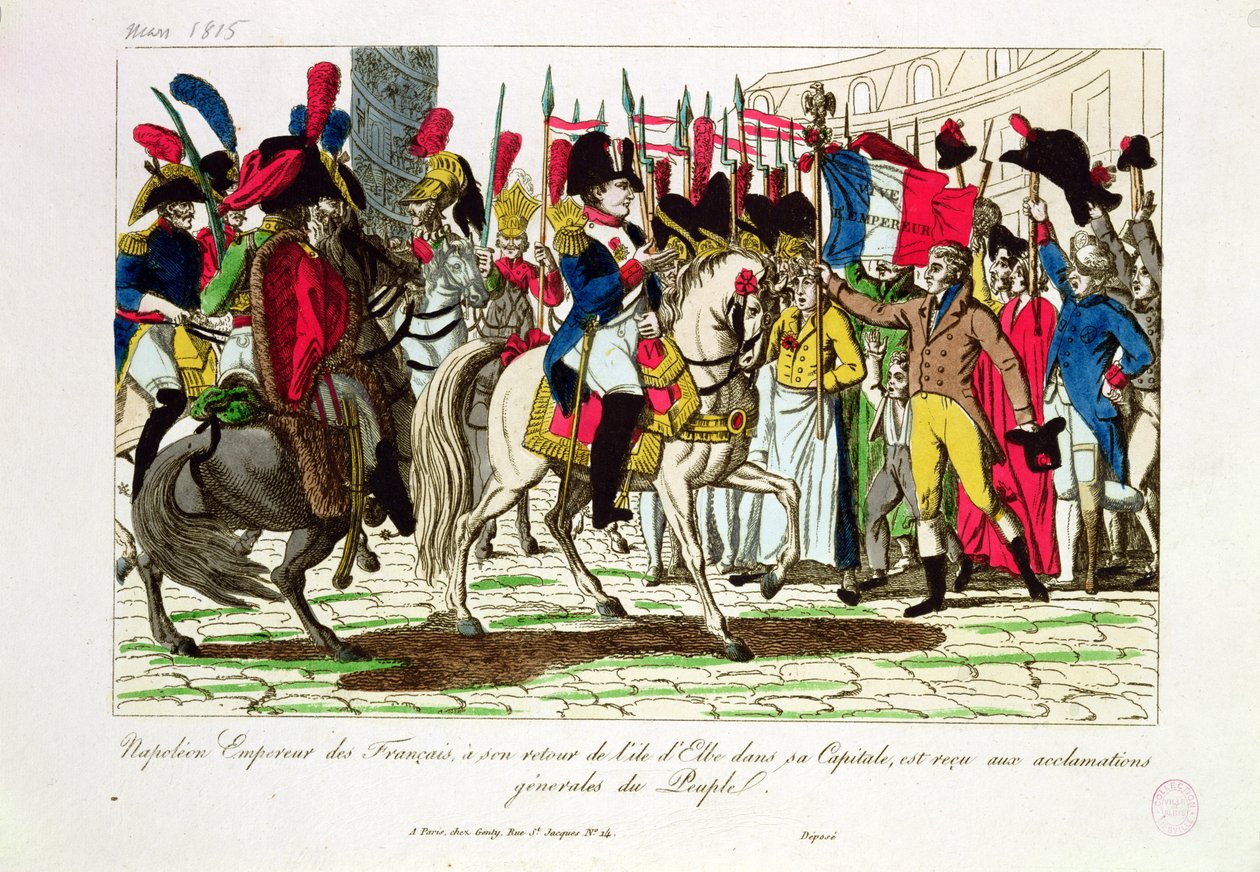 شعب باريس يشيد بنابليون (1769-1821) عند عودته من إلبا عام 1815 بواسطة المدرسة الفرنسية