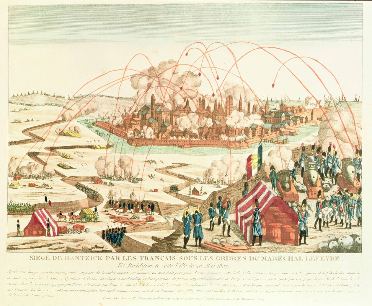 حصار Danzig تحت قيادة المارشال بيير جوزيف Lefebvre (1755-1820) واستسلام المدينة ، 26 مايو 1807 بواسطة المدرسة الفرنسية