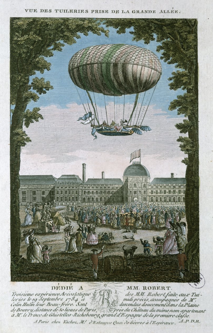 الرحلة الثالثة لنيكولاس روبرت (1761-1828) وشقيقه من التويلري ، 19 سبتمبر 1784 بواسطة المدرسة الفرنسية