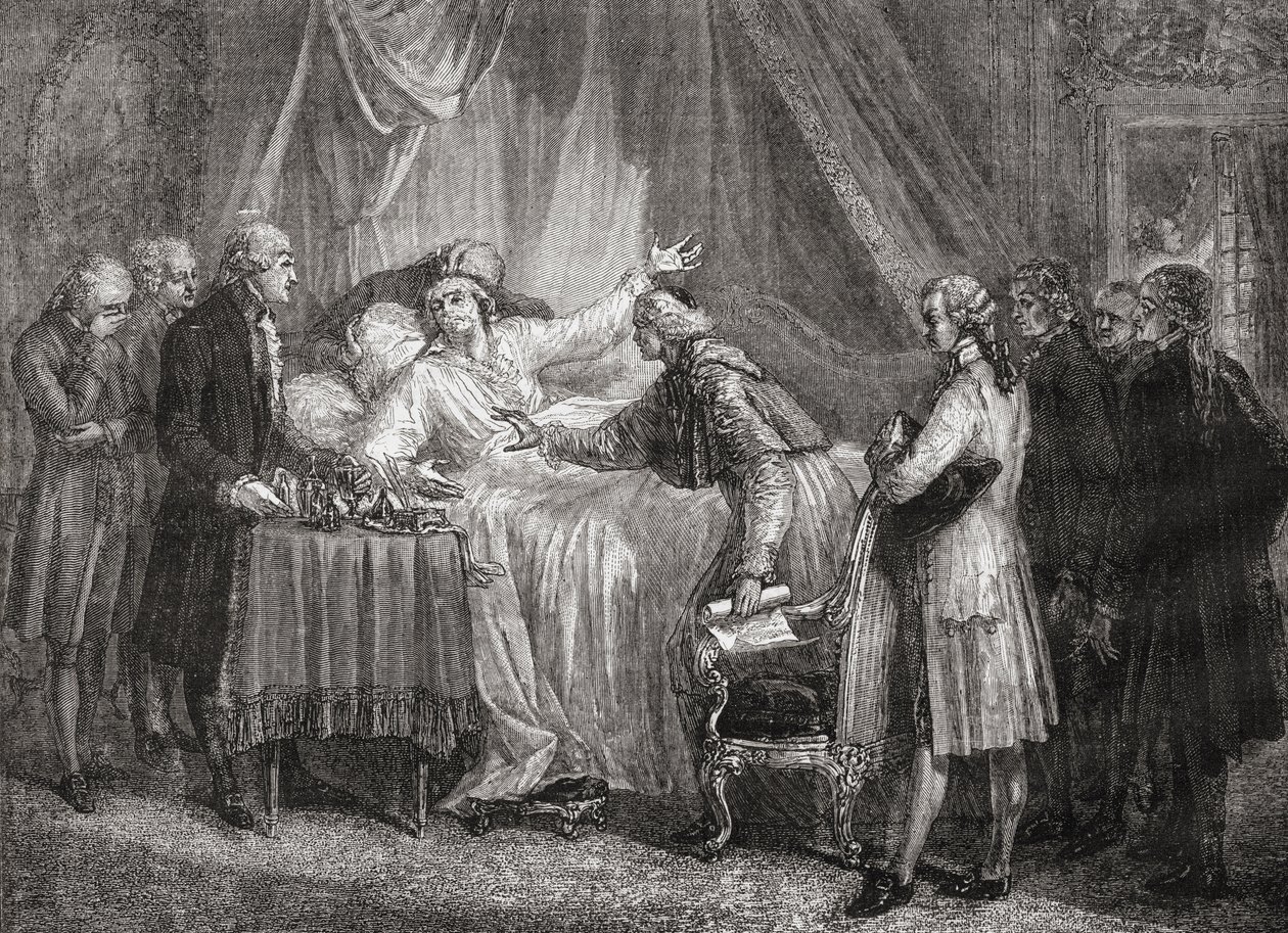وفاة كومت دي ميرابو (1749-1791) عام 1791 بواسطة المدرسة الفرنسية