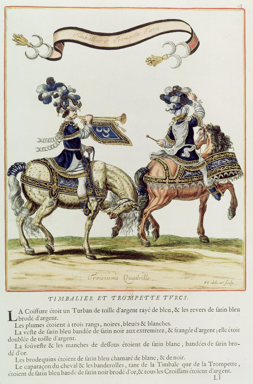 الطبال والبوق التركي ، جزء من الرف الدائري الذي قدمه لويس الرابع عشر (1638-1715) أمام التويلري ، 5 يونيو 1662 بواسطة المدرسة الفرنسية