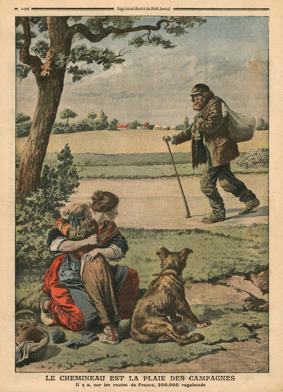 Vagabond هي مصدر إزعاج للريف ، التوضيح من "Le Petit Journal" ، ملحق illustre ، 20 أكتوبر 1907 بواسطة المدرسة الفرنسية