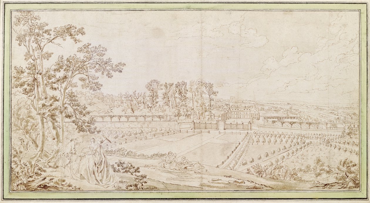 منظر لقصر Celle-Saint-Cloud ، c.1750 بواسطة المدرسة الفرنسية