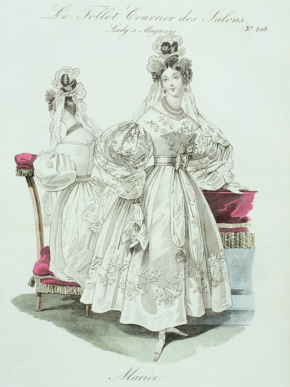 فستان الزفاف ، من "Le Follet Courrier des Salons Modes" ، 1832 بواسطة المدرسة الفرنسية