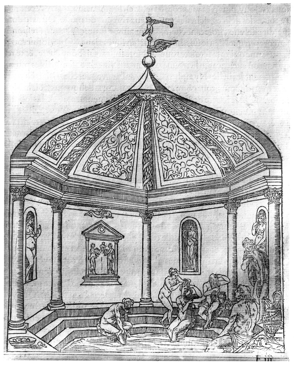 حمامات النساء في دير Theleme ، من "Le Songe de Poliphile" من قبل فرانسوا رابيليه (1494-1553) طبعة نشرت في 1554 بواسطة المدرسة الفرنسية