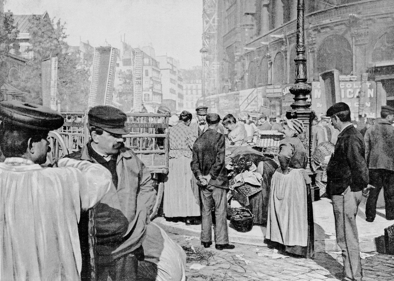 زاوية السوق بالقرب من كنيسة سانت أوستاش ، ليه هال ، باريس ، 1896 بواسطة مصور فرنسي