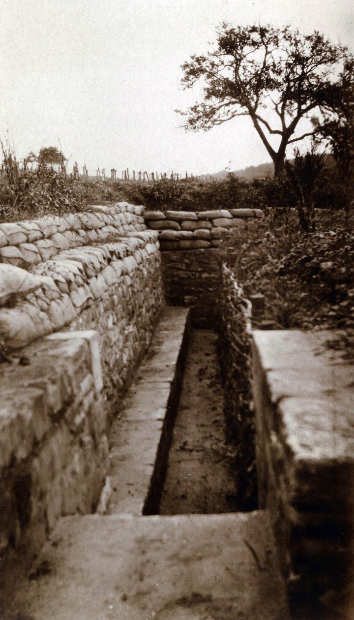 الحرب العالمية الأولى (1914-1918): منظر لنموذج الخندق "Lemberg trench" ، Hautebraye (Oise) بواسطة مصور فرنسي