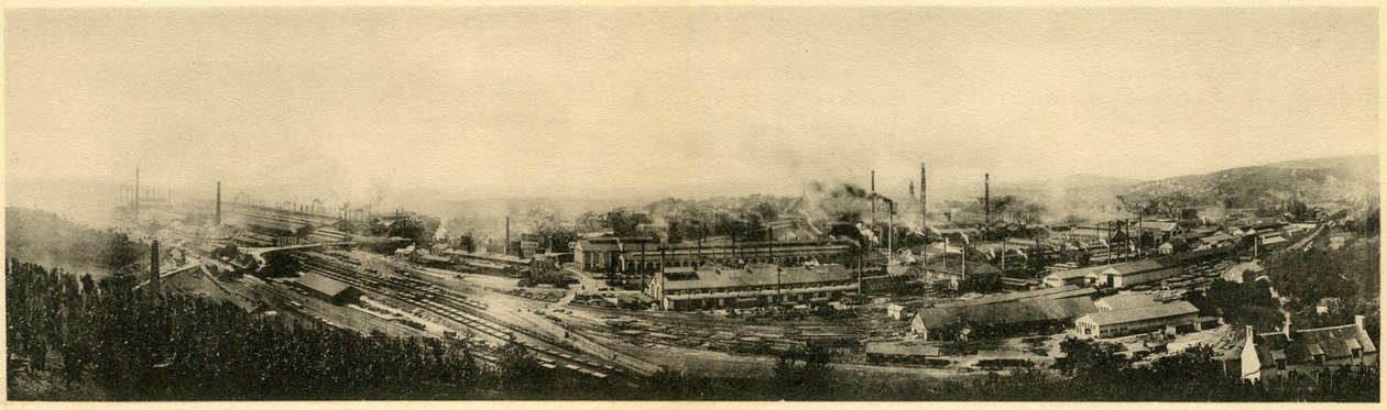 Le Creusot ، منظر بانورامي من Album des Fers et Aaciers التابع لشركة Schneider & Cie ، 1895 بواسطة مصور فرنسي