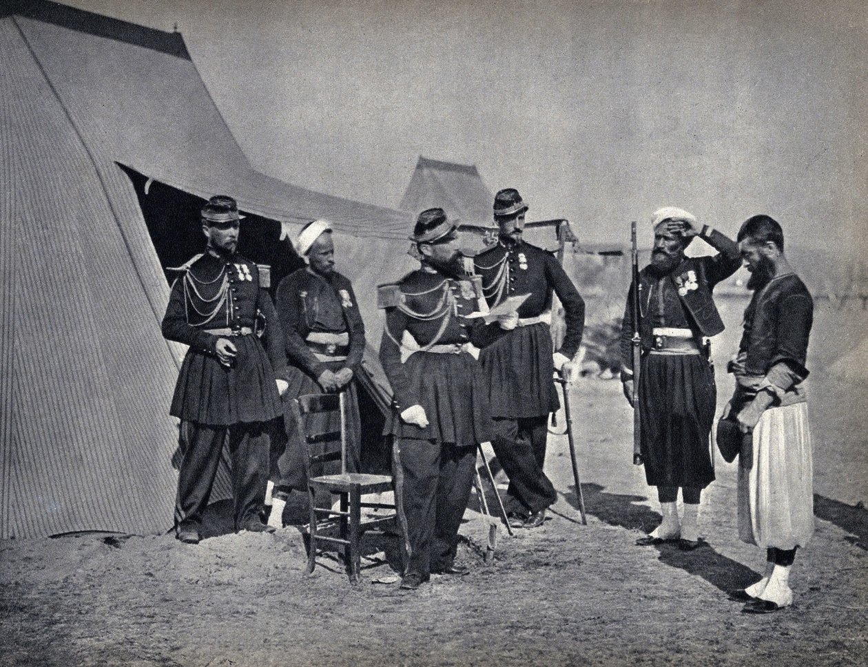 معاقبة جنود الجيش الفرنسي أثناء حملة القرم عام 1854. تصوير ، أواخر القرن التاسع عشر. بواسطة مصور فرنسي