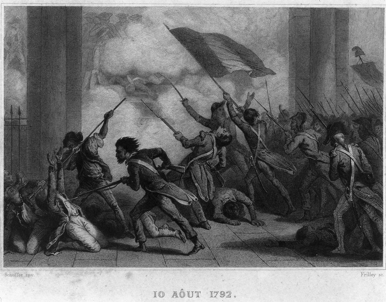 10 أغسطس 1792 (سقوط الملكية) - في "" الثورة الفرنسية "بواسطة تيير. القرن ال 19 بواسطة المدرسة الفرنسية