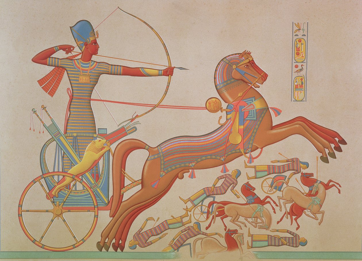 746.c.1. & f.8 قتال رمسيس ميامون ضد خطاس على حدود العاصي ، من "تاريخ الفن المصري لآثار الآثار" بقلم أشيل بريسي دافين ، باريس بواسطة المدرسة الفرنسية