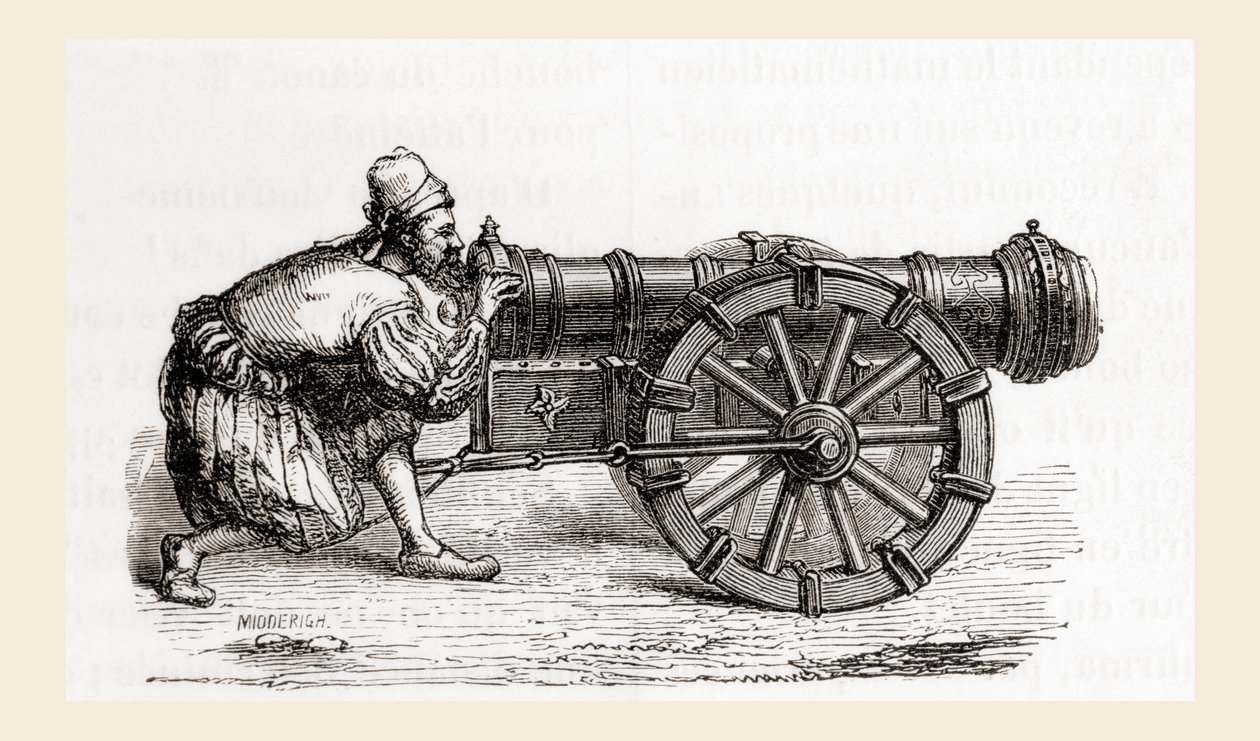 A 16th century breech loading German cannon, from Les Merveilles de la Science, published c.1870 (engraving) بواسطة المدرسة الفرنسية