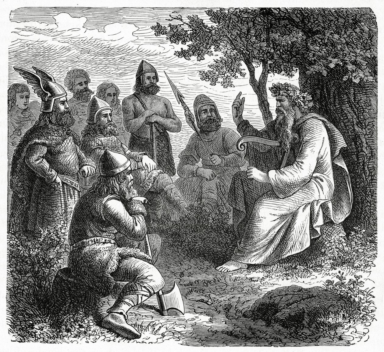 A Bard تلاوة إلى نورثمن ، c.1882 (نقش الخشب) بواسطة المدرسة الفرنسية