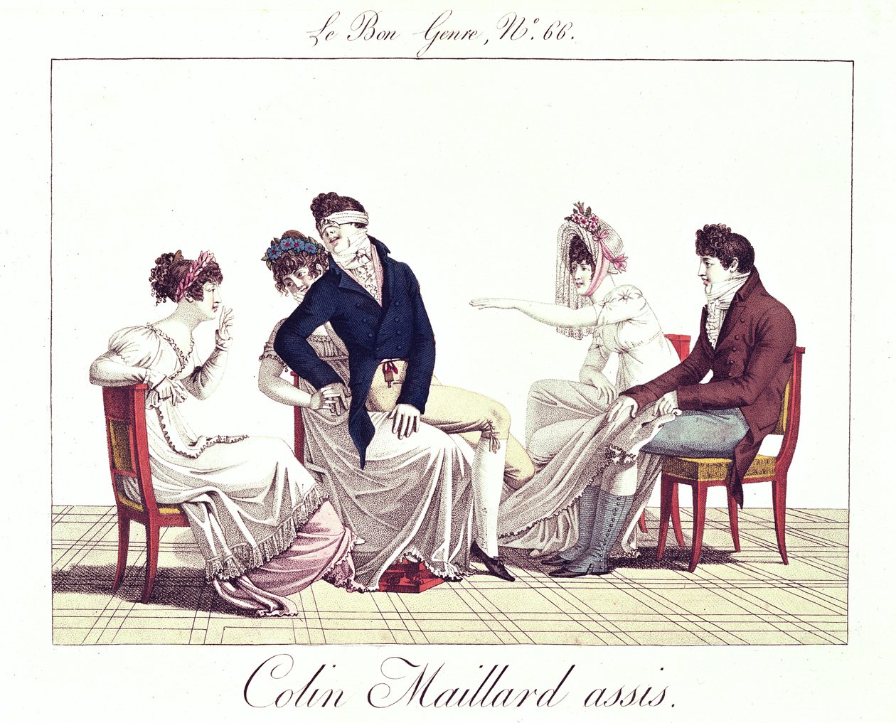 لعبة كولين-مايلارد (Blind Mans Buff) ، c.1810-20 بواسطة المدرسة الفرنسية