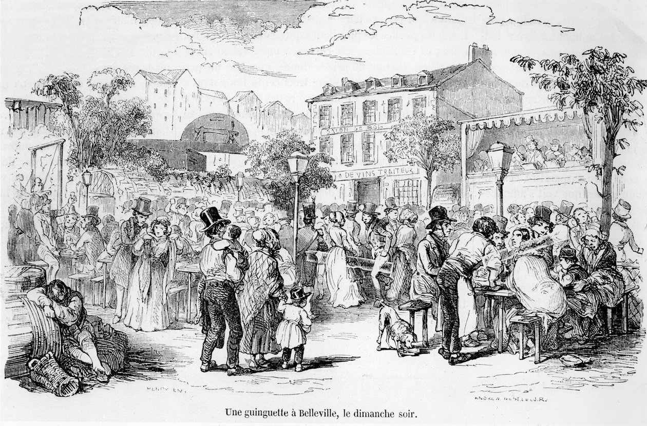 A Guinguette at Belleville مساء الأحد ، من Tableau de Paris بواسطة Edmond Auguste Texier ، باريس ، 1852 بواسطة المدرسة الفرنسية