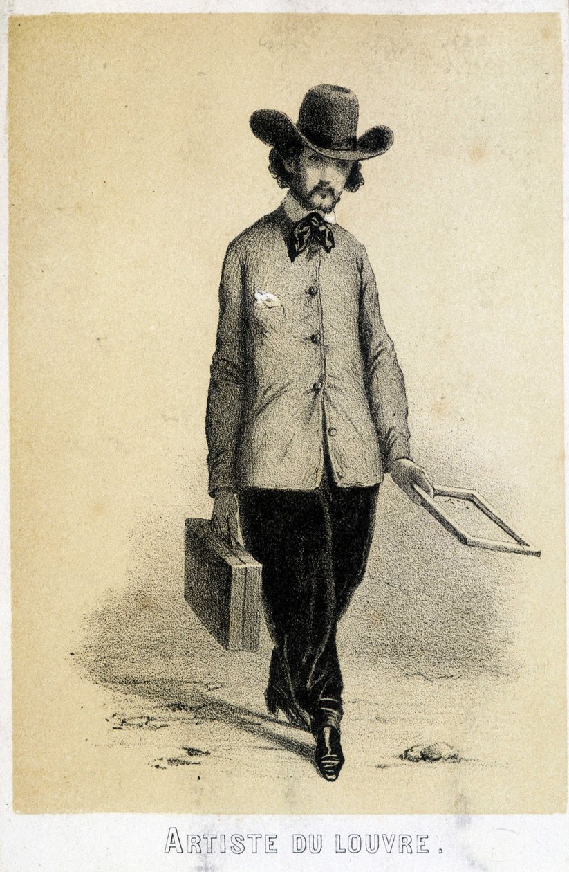 A Louvre artist - lithography بواسطة المدرسة الفرنسية