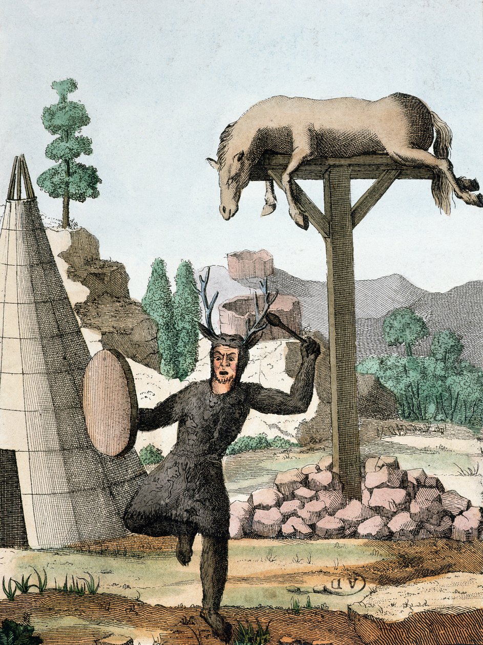 جبار السيبران شامان ودفن الأرض ، c.1811 بواسطة المدرسة الفرنسية